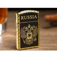 Зажигалка газовая "RUSSIA" с эмблемой двуглавого  орла, микс, 1х3.5х6 см 3467664