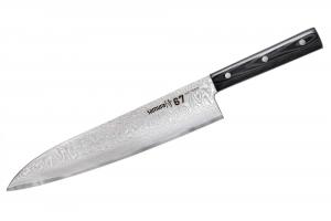 SD67-0087M/K Нож кухонный "Samura 67" Гранд Шеф 240 мм, дамаск 67 слоев, микарта
