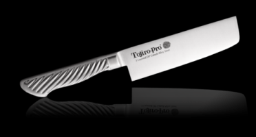 Овощной Кухонный Нож Накири TOJIRO PRO (F-894), длина лезвия 165 мм, сталь VG10, 3 слоя, рукоять сталь, заточка #8000