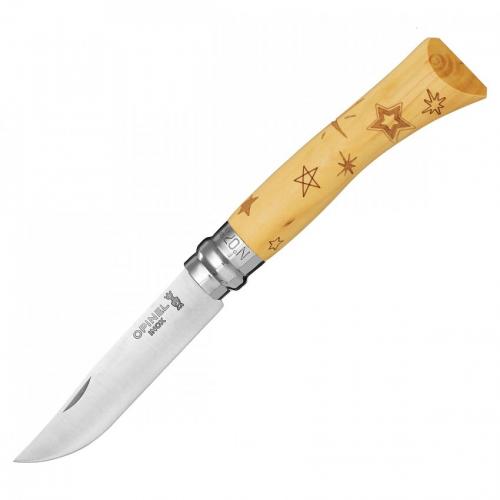 Нож Opinel №7 Nature, нержавеющая сталь, гравировка звезды