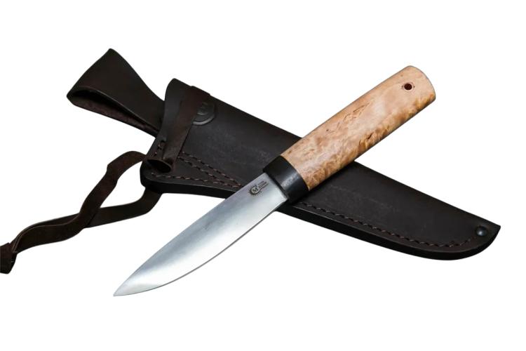 Нож Якутский "большой", ст. Х12МФ, кованный дол, карельская береза Нож Якутский "большой", ст. Х12МФ, кованный дол, карельская береза