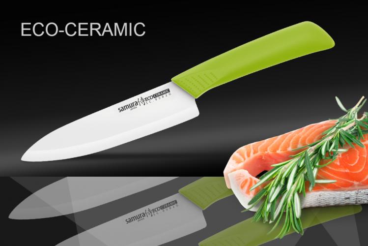 Нож кухонный "Samura Eco" Festival Шеф 145 мм, циркониевая керамика (Салатовый)