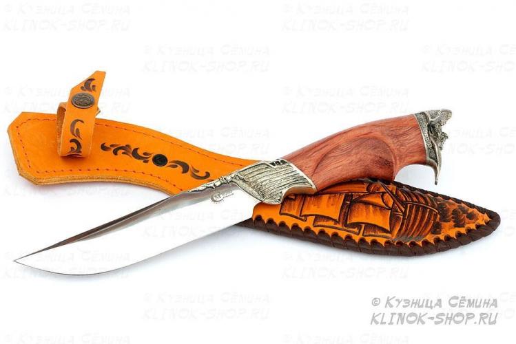Нож Путник,кован.ст., Х12МФ литье,"пират"резная рукоять из ценных пород