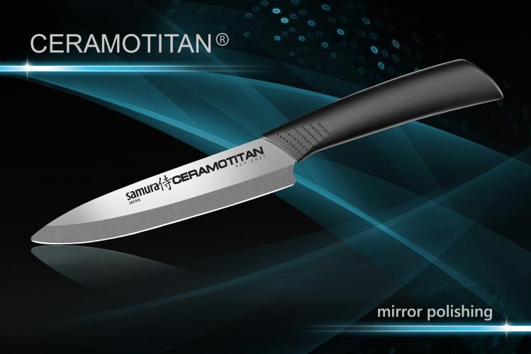 SСT- 0021 Нож кухонный "CERAMOTITAN" универсальный 125 мм, черная рукоять (глянцевый)