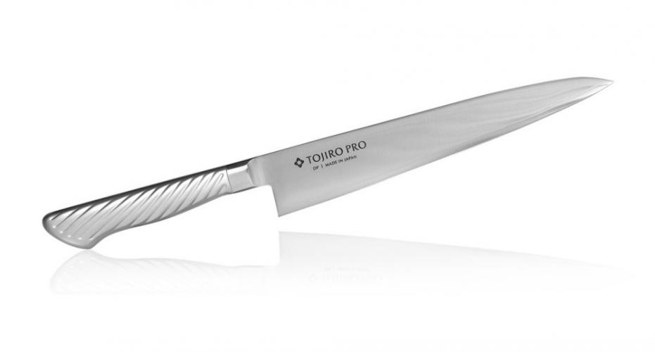 Нож Кухонный Универсальный, филейный TOJIRO PRO (F-845), длина лезвия 180 мм, сталь VG10, 3 слоя, рукоять сталь, заточка