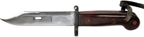 ММГ Штык-ножа АК ШНС-001-01 (для АКМ), коричневая рукоятка с резиновой накладкой на металлических ножнах, без пропила ШН