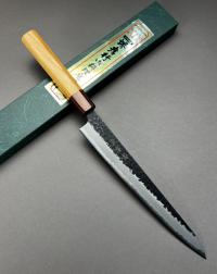 01197 SAKAI TAKAYUKI Нож кухонный Слайсер 240 мм, сталь Aogami Super Kurouchi (Black), рук. Zelkova