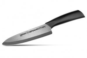 SCT- 0084М Нож кухонный "CERAMOTITAN" Шеф 175 мм, черная рукоять (матовый)