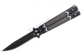 Нож баллисонг металл черный. бабочка металл клипса T703BL