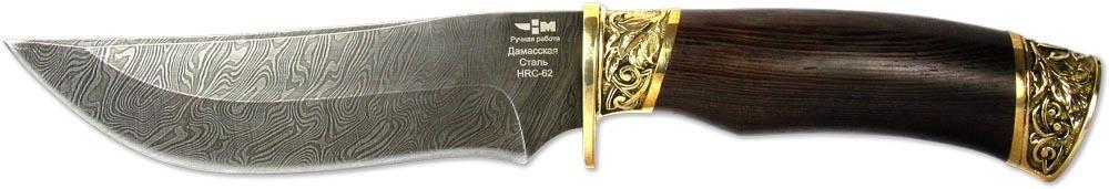 ОРЛАН (7820)д Нож нескладной дамаск венге упор худ. литьё латунь / Ножемир Россия