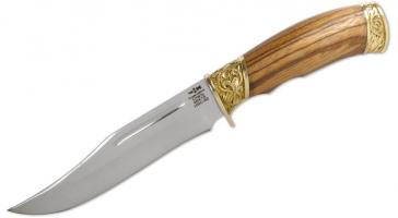 Нож нескладной кованая сталь с долом НМ-4 зебрано упор и тыльник худ. литьё латунь / Ножемир Россия 5467