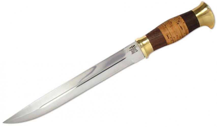 КАЗАЧИЙ (1871)к Нож нескладной кованый рукоять венге, береста оковка и тыльник зеркальное литьё латунь два дола