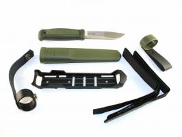 Нож Morakniv Kansbol, нержавеющая сталь, прорезиненная ручка, цвет зеленый, ножны c креплением