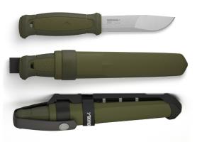 Нож Morakniv Kansbol, нержавеющая сталь, прорезиненная ручка, цвет зеленый, ножны c креплением