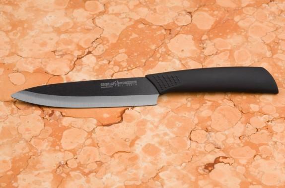Нож кухонный универсальный 125 мм, чёрная циркониевая керамика Samura Eco-Ceramic