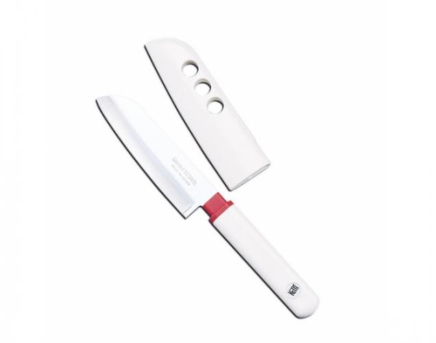 FK-404, Нож для чистки овощей и фруктов Fuji Cutlery Special Series, 100 мм, сталь Мо-V, рукоять пластик в ножнах (белый