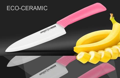 Нож кухонный "Samura Eco" Шеф 175 мм, циркониевая керамика, красная рукоять
