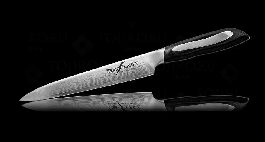 Филейный Кухонный Нож для тонкой нарезки TOJIRO Flash (FF-CA210), длина лезвия 210 мм, сталь VG10, 63 слоя, рукоять мика
