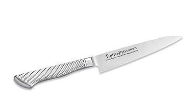 Нож Кухонный Универсальный TOJIRO PRO (F-883), длина лезвия 120 мм, сталь VG10, 3 слоя, рукоять сталь, заточка #8000